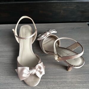 Bridal Nude color Silk bow sandal